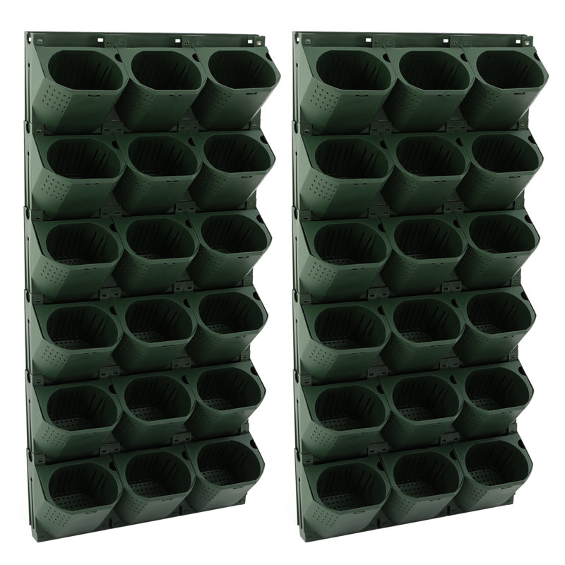 Wall-Mounted Planter With 36 Pots, Green