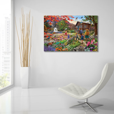 Loon Peak 'Wildflower Mountain' by Bigelow Illustrations Acrylic Glass Wall Art, 36" x 24"