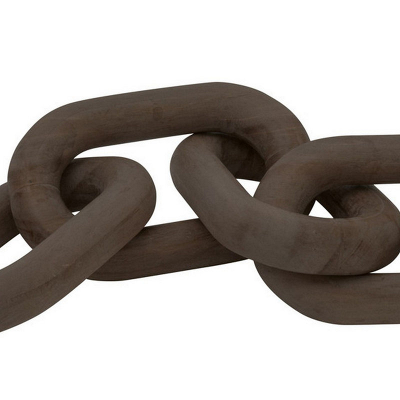 Guthki Kai Reclaimed Wood Chain Links Sculpture, Washed Black