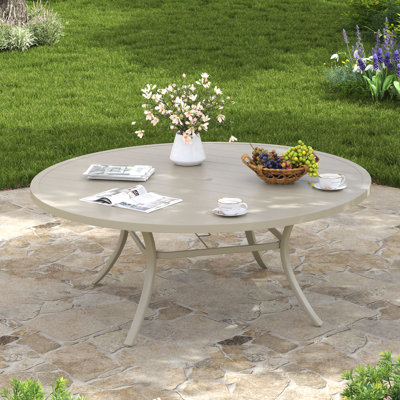 Table de salle à manger ronde en métal avec trou pour parasol
