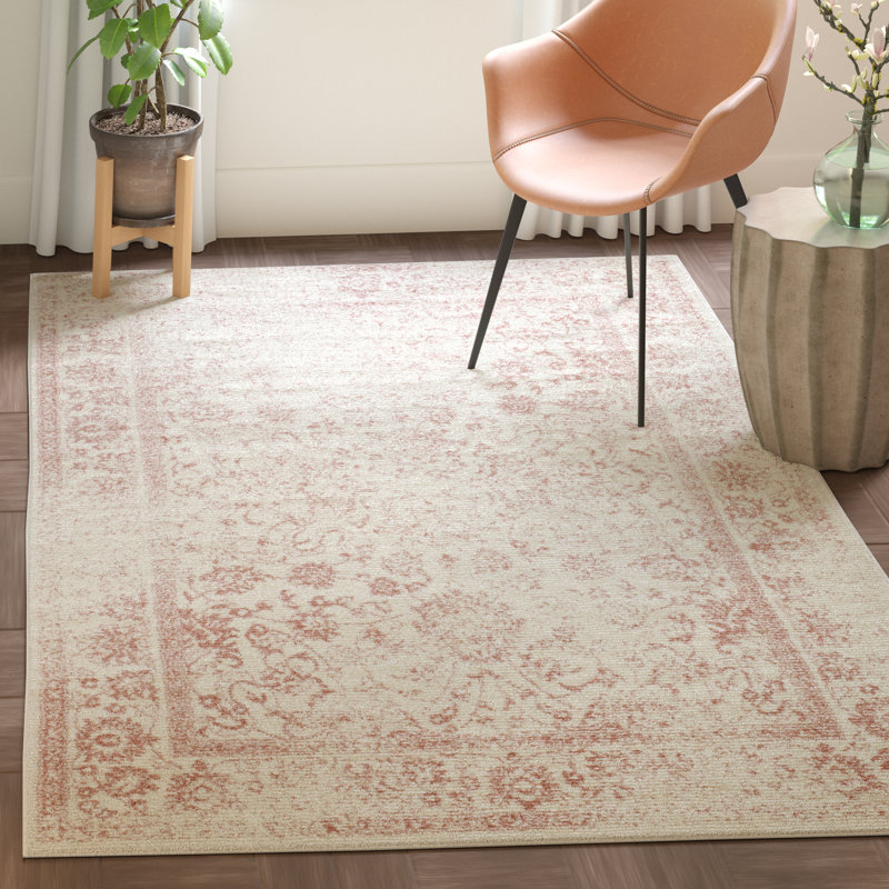 Stromsburg Floral Area Rug, Rectangle 155 x 229 cm, Ivory/Pink