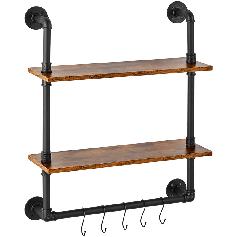 Étagère à tuyaux industrielle 2 niveaux 24 x 7,87 po à fixation murale pour cuisine