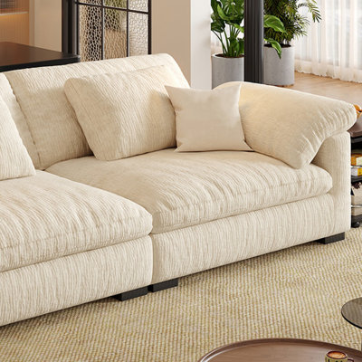 Canapé modulaire en chenille blanc