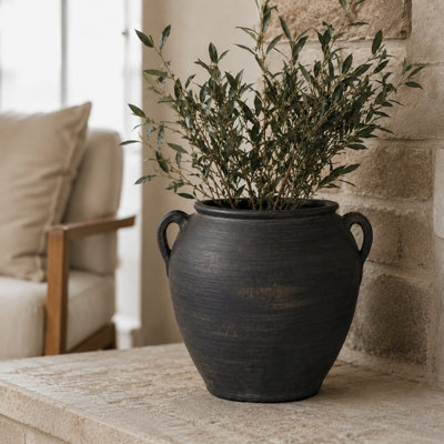 Charcoal/Gray 13" Indoor / Outdoor Earthenware Table Vase