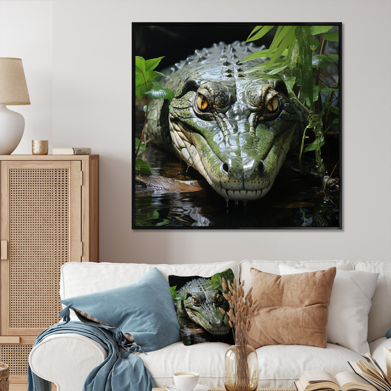 " Alligator Rivers Guardian ", Black Floater Framed, 16" H x 16" W