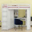 Lit mezzanine polyvalent avec garde-robe de rangement, bureau avec plateau à clavier coulissant et station de charge-1423871711