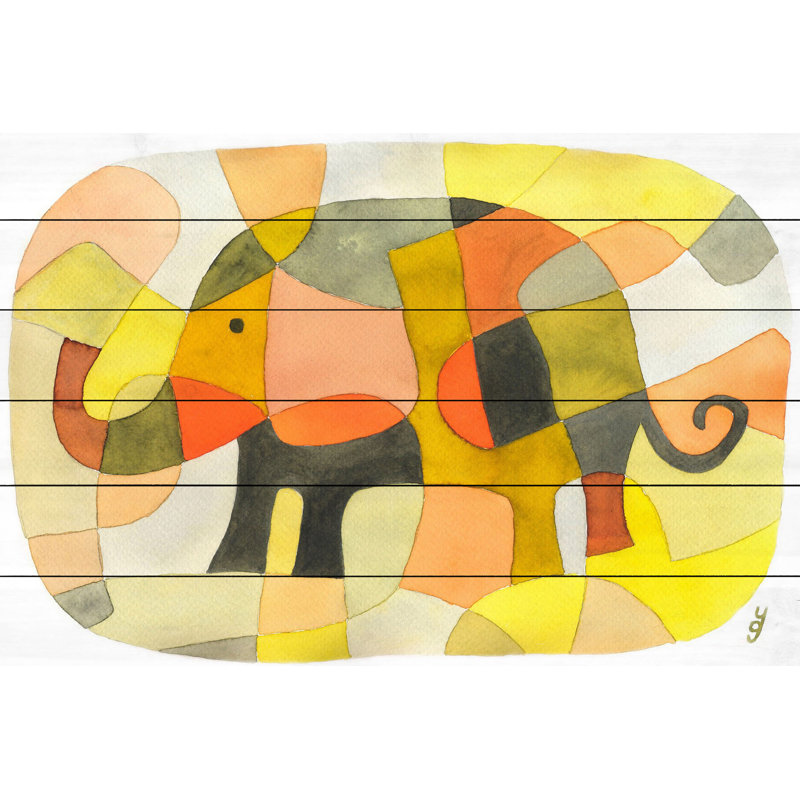 «Elephant Colors», reproduction d'art, H 40 po x l 60 po, Bois blanc