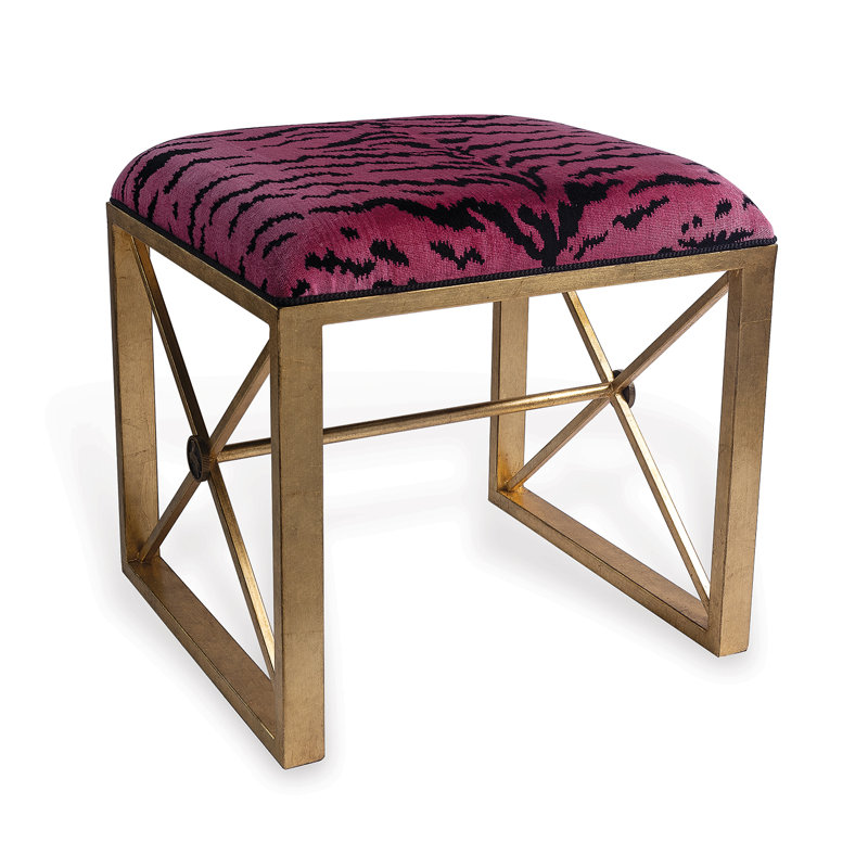 Medallion Upholstered Utility Stool,  Gold