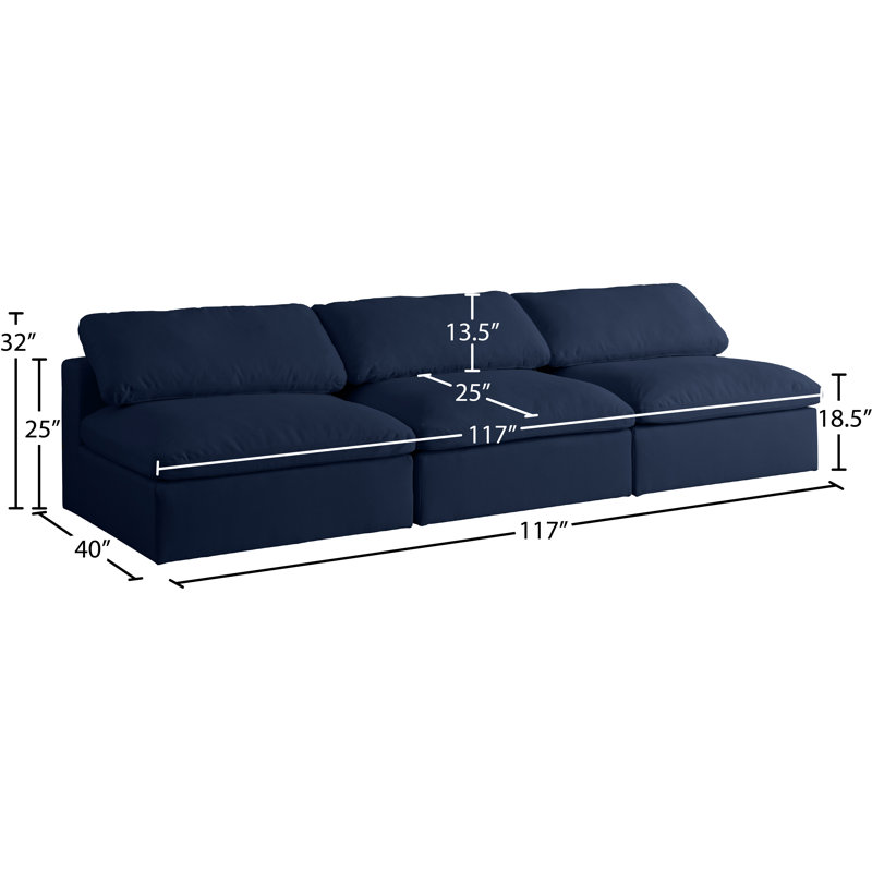 Burrows Upholstered Sofa, Navy Linen Textured Fabric