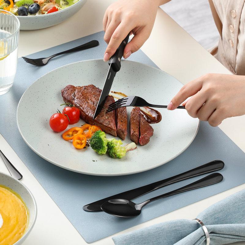 Latitude Run® Tiala Stainless Steel Flatware Set - Service for 8, Black