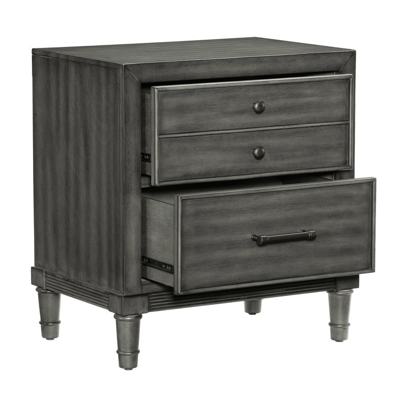 2 Table de chevet grise pour le luxe et le style de la chambre à coucher avec glissières de tiroir lisses