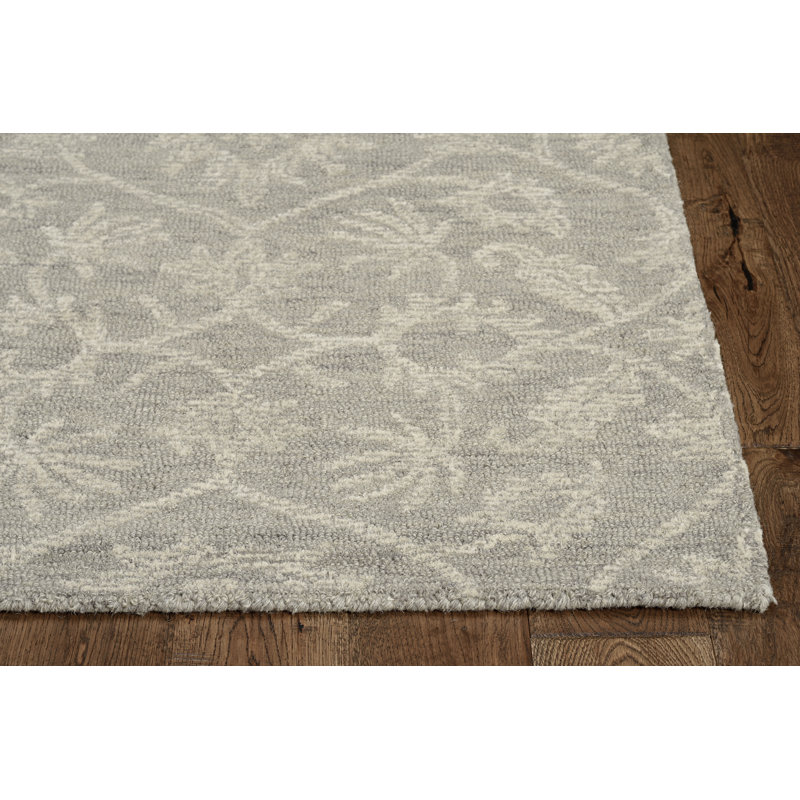 Agna Oriental Handmade Tufted Wool Grey Area Rug, Rectangle 9' x 13'