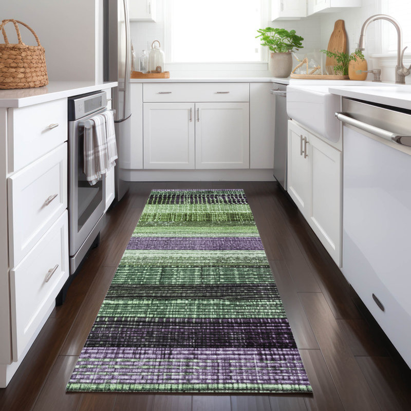 Machine Washable Indoor/Outdoor Xhevrie Purple Rug, Runner 2'3" x 7'6"