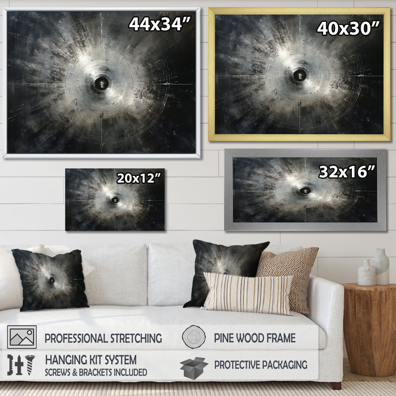 «Music Cymbals Resson Metallic Silver», reproduction d'art sur toile encadrée, H 30 po x l 40 po x P 1,5 po, Toile tendue
