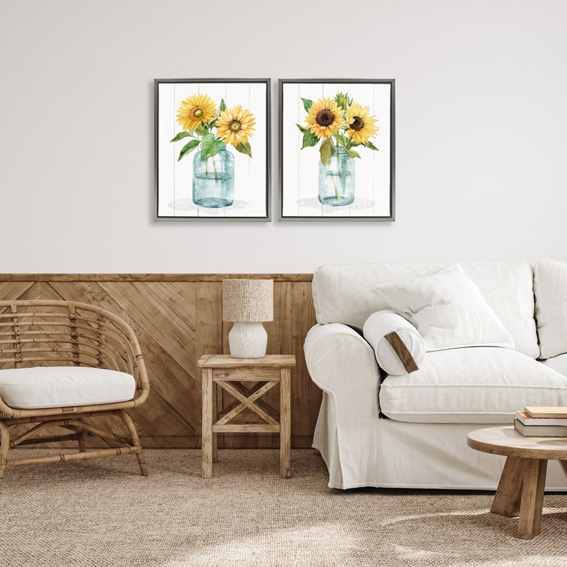 Ensemble de cadres flottants 2 pièces Sunny Day Sunflowers, design par Livi Finn, H 21 po x l 17 po