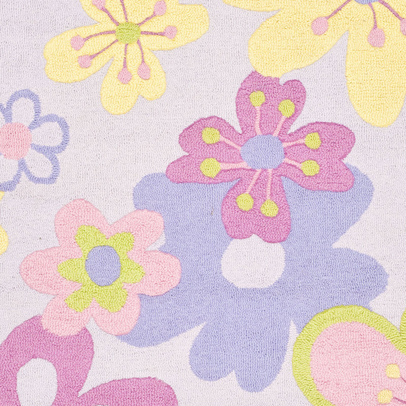 Tapis mauve / rose / jaune en laine / coton touffeté à la main Sighréf, Rectangle 9 pi x 12 pi