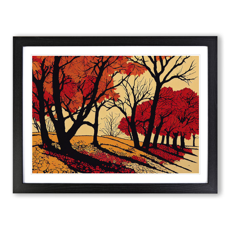 Cute Autumn Forest - Framed Print, Black, 46cm H x 64cm W x 2cm D