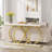 55.11" Modern White & Gold Faux Marble Console Table For Entryway Sofa Table, Entrance, Living Room-347190587-347190584