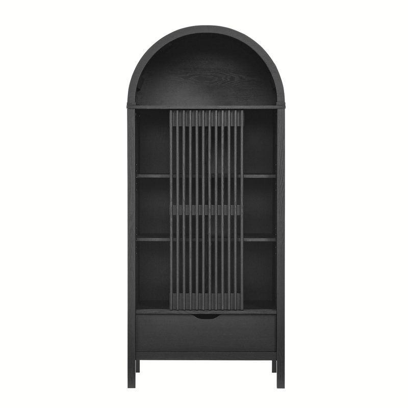 Vaughn 71" Arched Storage Display Cabinet, Black