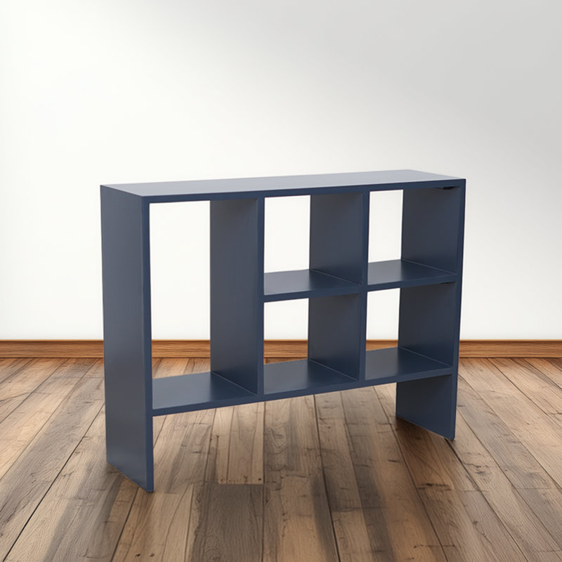 Vale Modern 5-Shelf  Geometric Bookcase, Stylish Bookshelf For Living Room & Home Office, Oceanside Blue