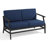 Teak Outdoor Four-person Patio Set with Cushions and Two Tables-115068875-115068874