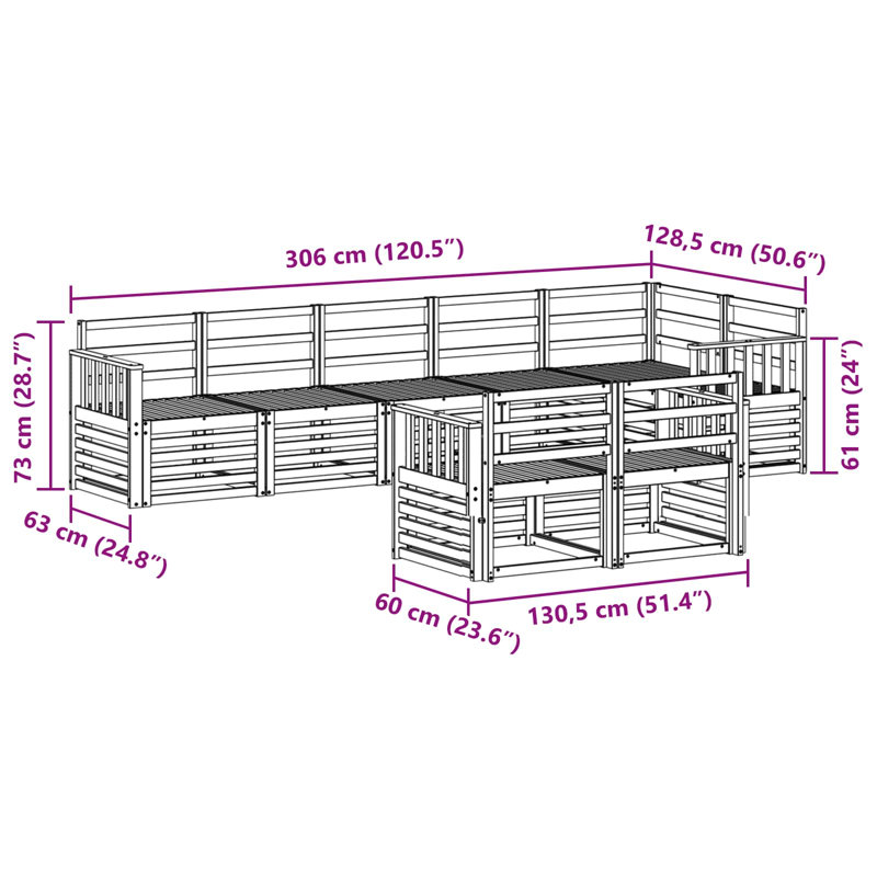 306cm Wide Patio Sectional Set