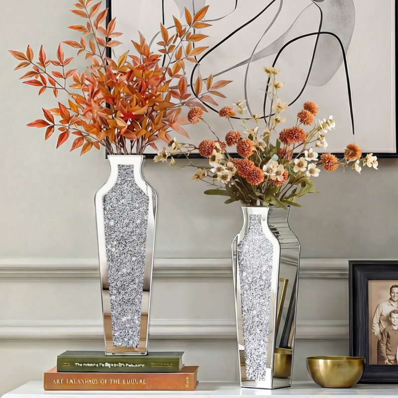  Degrailly 2PCS Crystal Glass Floor Vase 