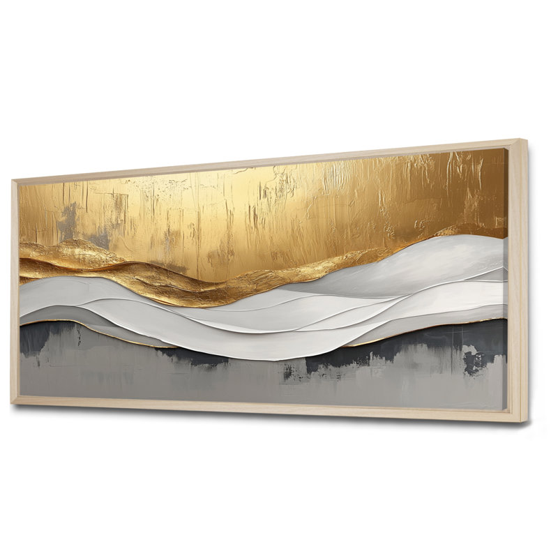 Oplis V - Abstract Large Wall Art, H 28 po x l 60 po, Cadre flottant, Crème, crème