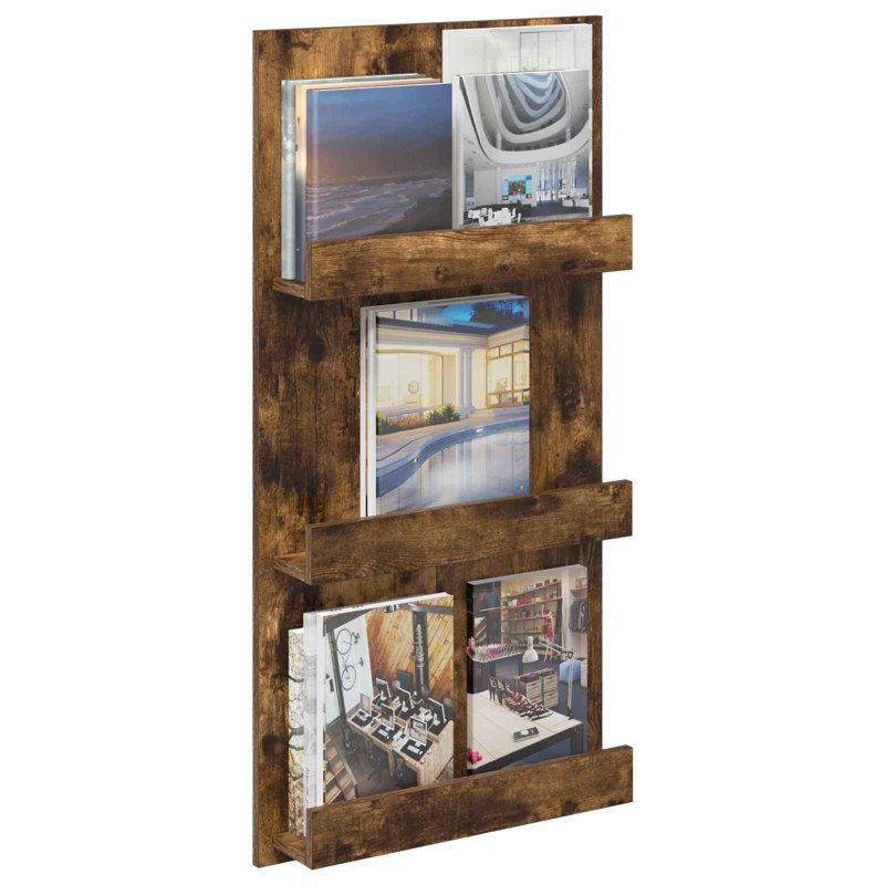 Wood Free Standing Magazine Rack, Brown