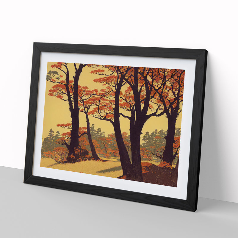 A Traditional Autumn Forest - Framed Print, 25cm H x 34cm W x 2cm D, Black