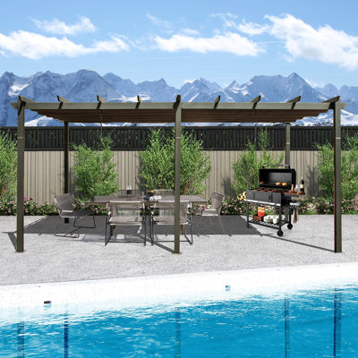 Pergola d'extérieur 11 x 20 pi avec auvent. Fabrication, réglable, installation facile pour la couverture de patio et de piscine. Aluminium robuste, protégé, cour à installation rapide
