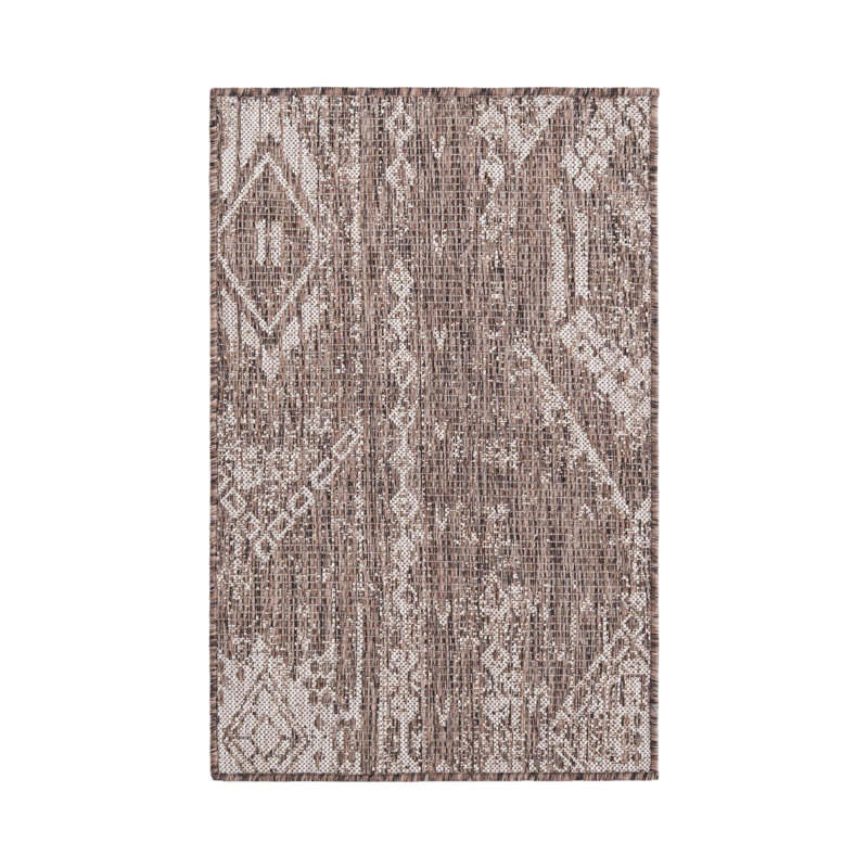 Tapis intérieur / extérieur brun / brun clair en polypropylène tissé à la machine 9 pi 10 po x 13 pi Brison