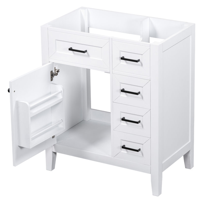 30" Bathroom Vanity - White Cabinet With Drawer Features Solid Wood & Contemporary Design Freestanding Assembly Needed Storage Options Stylish Style