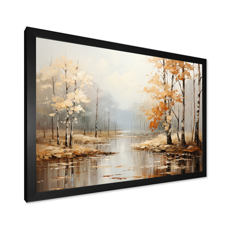 Mystic Nostalgia Autumn Forest - Art mural forêt, H 24 po x l 32 po x P 1 po, Cadre simple noir