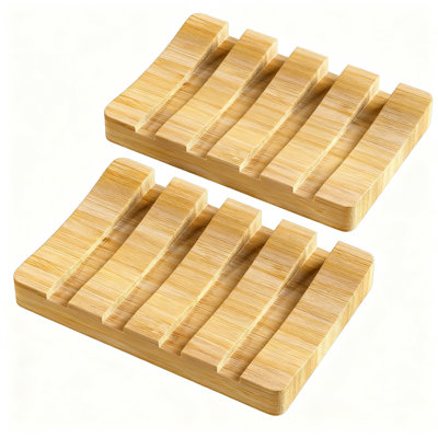 Bamboo Soap Holder, 2 Pieces (Natural)