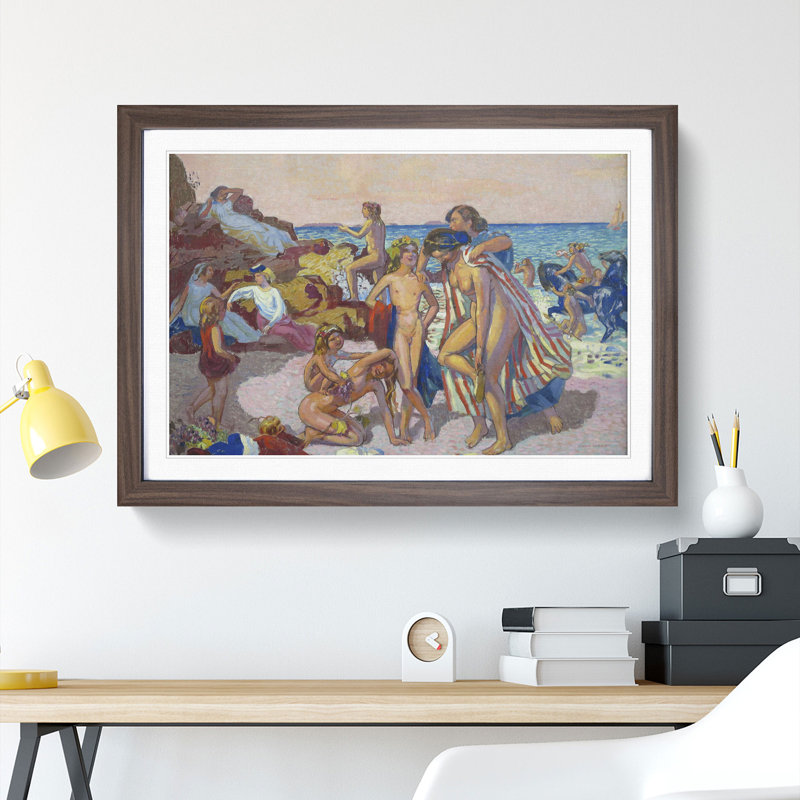Bacchus and Ariadne by Maurice Denis - Picture Frame Painting, Walnut Framed, 27cm H x 36cm W x 2cm D