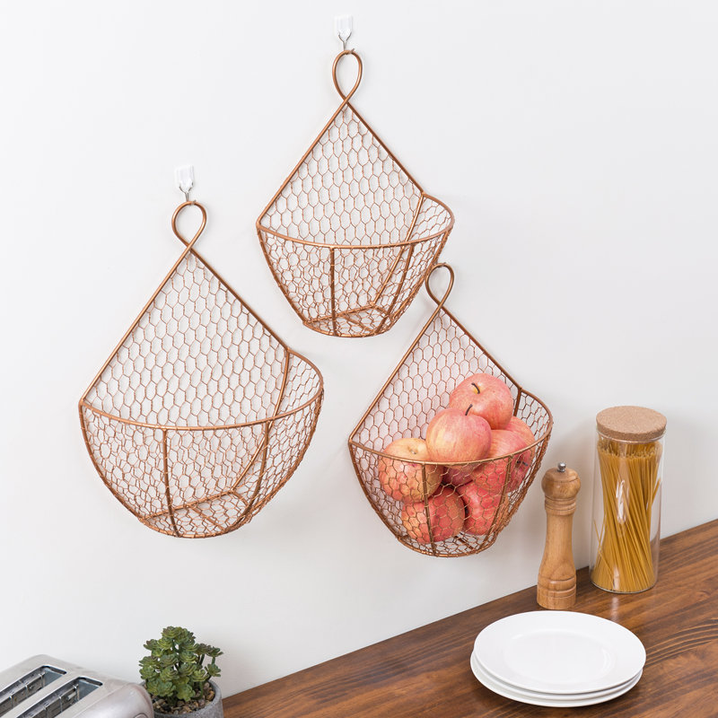 Ninh Metal 3 Piece Decorative Bin Set, Copper