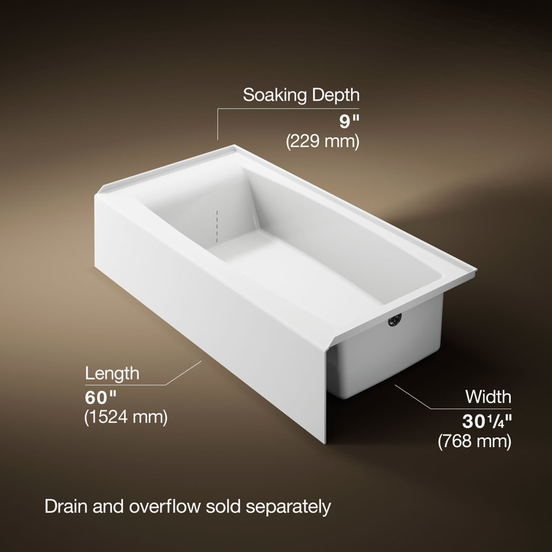 Entity 60" X 30" Alcove Bath with Integral Apron and Integral Flange, Right