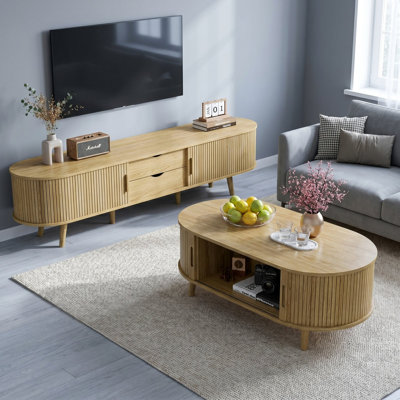 Oak Tv Stand And Coffee Table