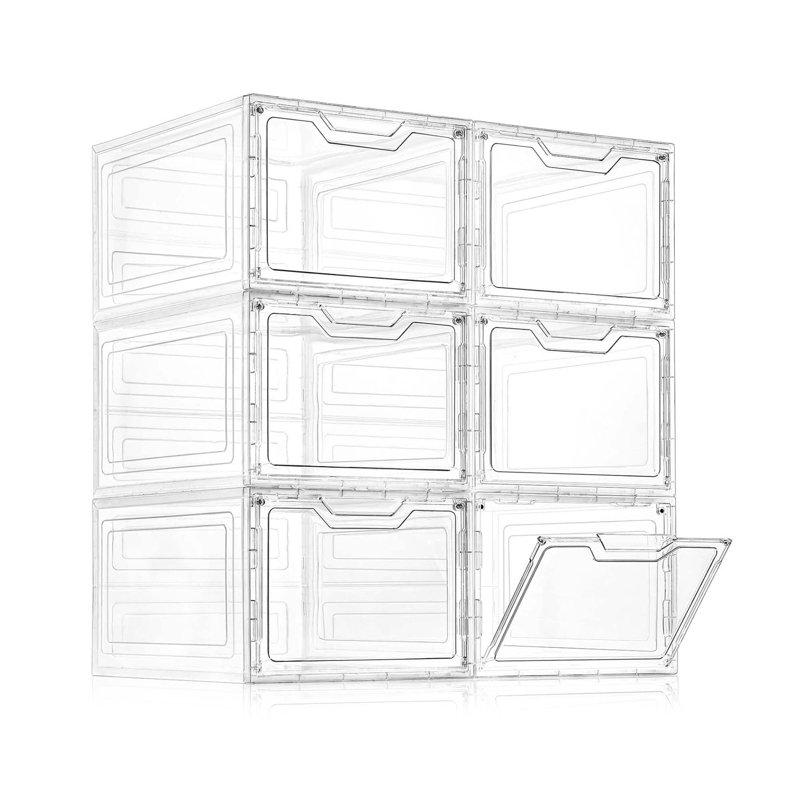 Paquet de 6 bacs de rangement empilables en plastique transparent