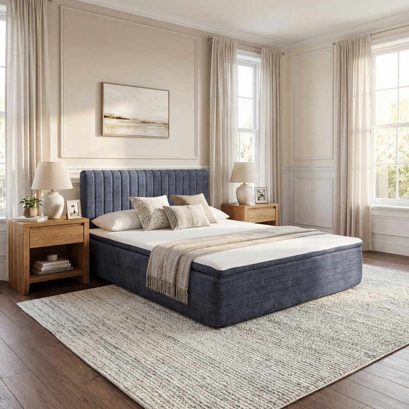 High Resilience Compression Bed, Blue, Queen