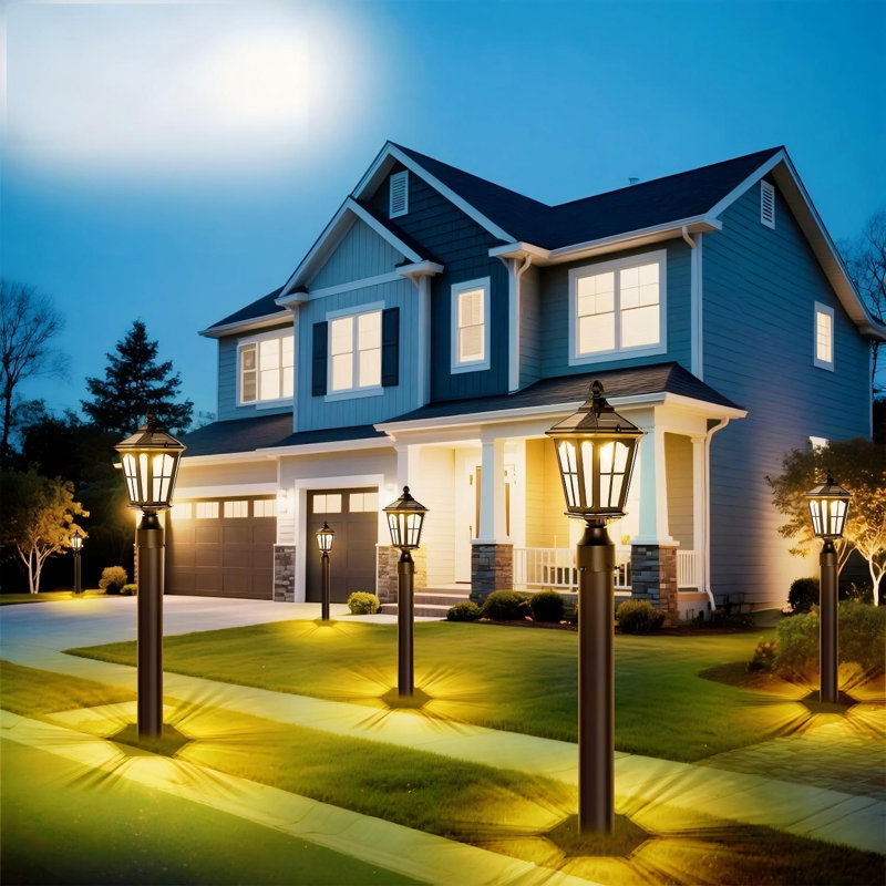 Solar Post Light Outdoor Class Black Aluminum Hg(2 Pack), 19" H x 10" W x 10" D