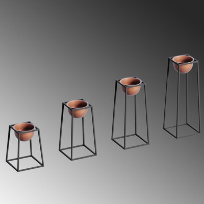 Becontree Elegant Black & Copper Decorative Pot, 4 Sizes: 6.7 x 11.8 x 11.8 in, 6.7 x 11.8 x 15.7 in, 6.7 x 11.8 x 19.7 in, 6.7 x 11.8 x 23.6 in | 100% Metal, Lightweight at 9.2 lbs | Perfect for Home Décor & Indoor Plants
