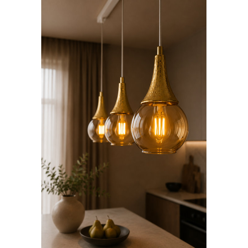 Crespin 3 - Light Kitchen Island Pendant, Gold, White/Gold