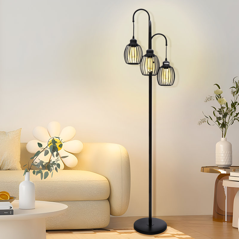 Kathelene 69‘’ H Tree Floor Lamp With 3 LED Bulbs And Remote Control