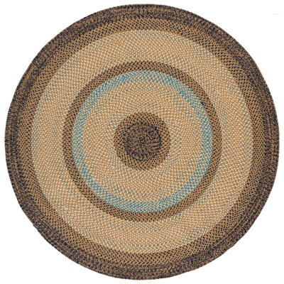 Braided Hand Woven Machine Washable Geometric Brown/Navy Indoor/Outdoor Area Rug