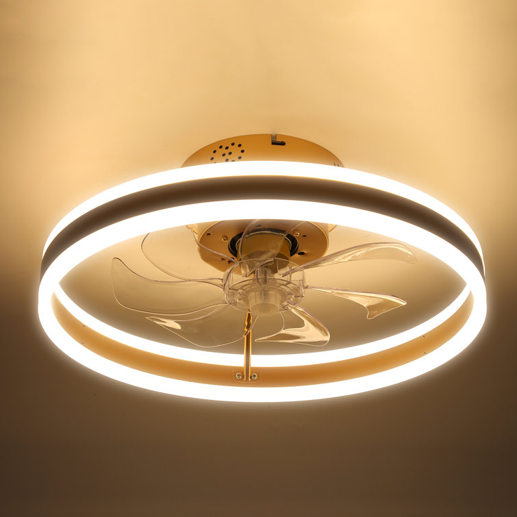 20" Ikeoluwa Modern Flush Mount Ceiling Fan with Dimmable LED Light Kit