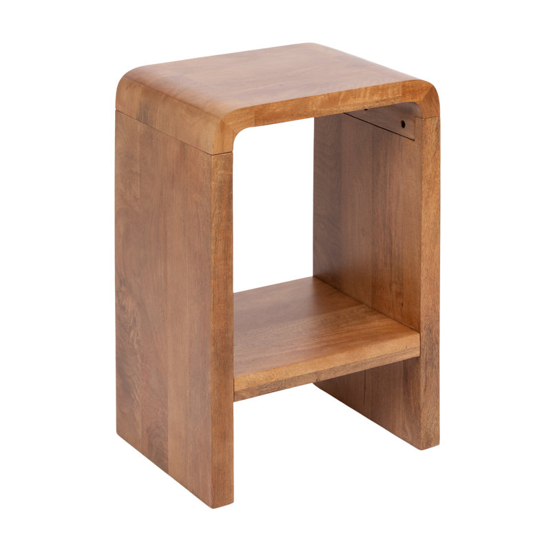 Ladessa Solid Wood 2-Tier End Table, Brown