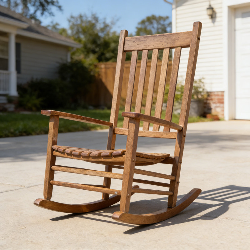 Chaise berçante pour le balcon, pour l'intérieur et l'extérieur, Brun