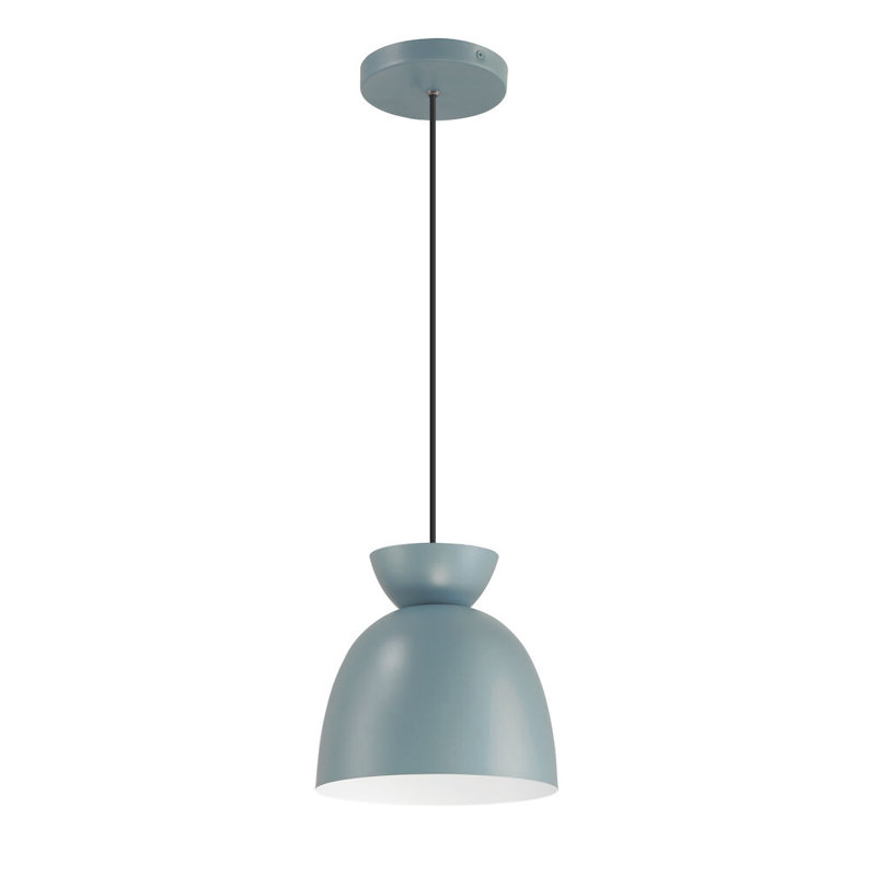 Avey Single Light Metal Pendant, Blue/Black, 7.5" H x 7.5" W x 7.5" D